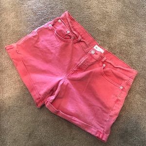 GAP 1969 Red Denim Roll Shorts